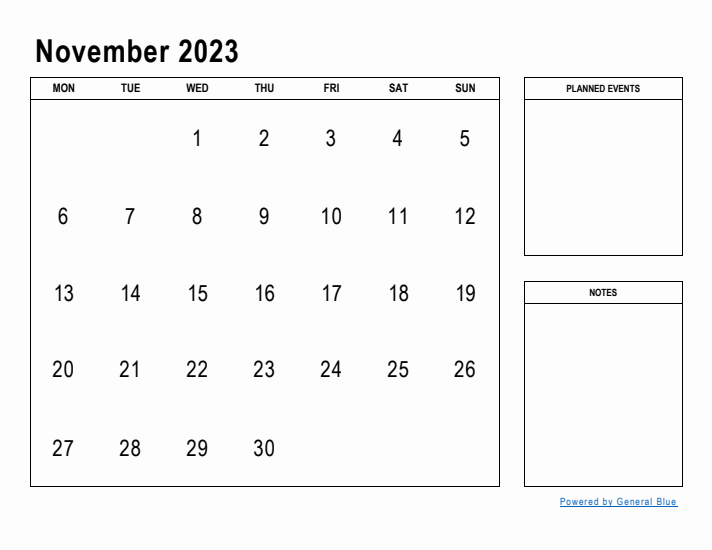 November 2023 Calendar Planner