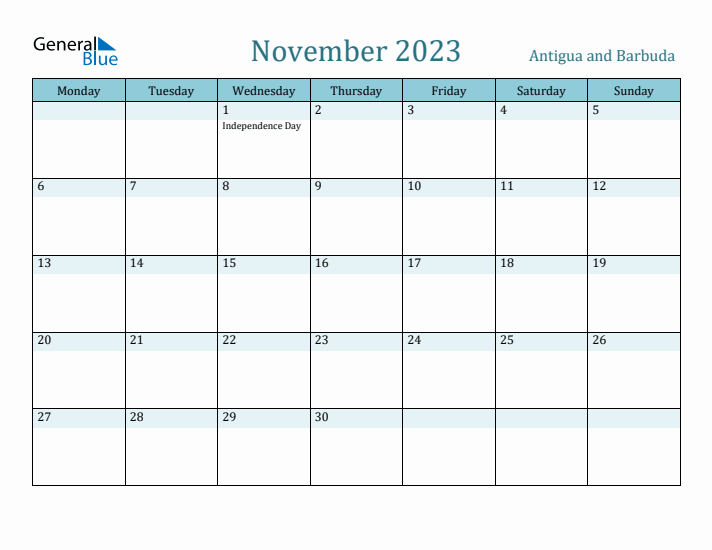 November 2023 Calendar with Holidays