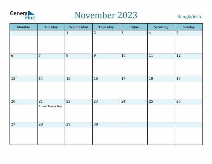 November 2023 Calendar with Holidays