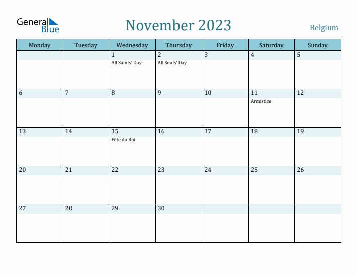 November 2023 Calendar with Holidays