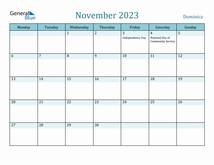 November 2023 Calendar with Holidays