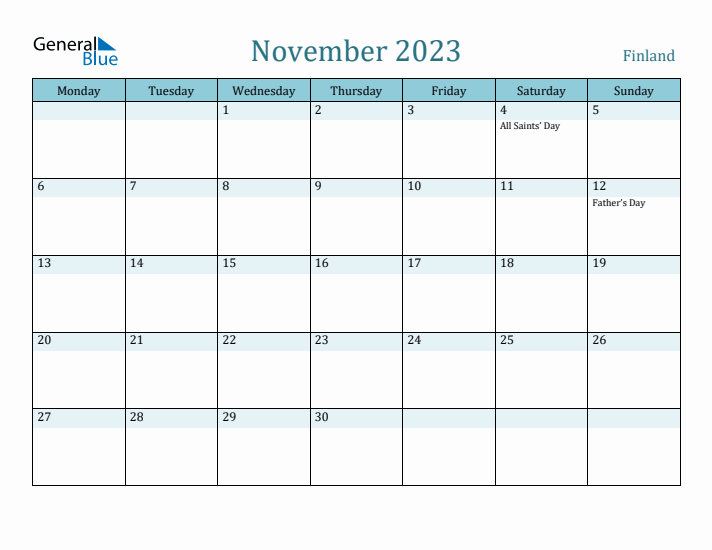 November 2023 Calendar with Holidays