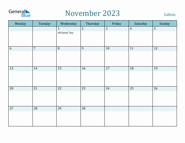 November 2023 Calendar with Holidays