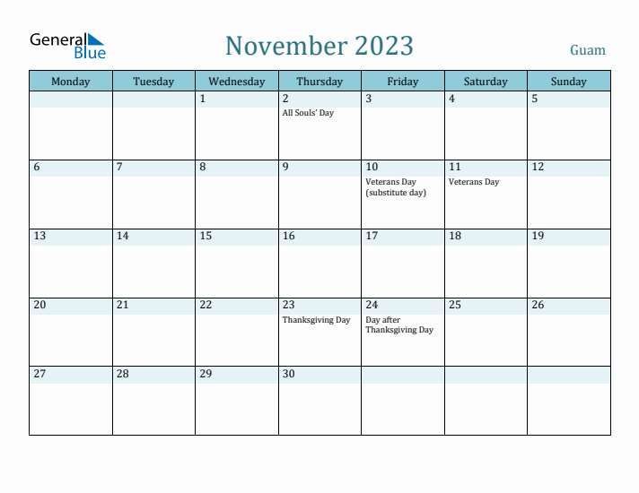 November 2023 Calendar with Holidays