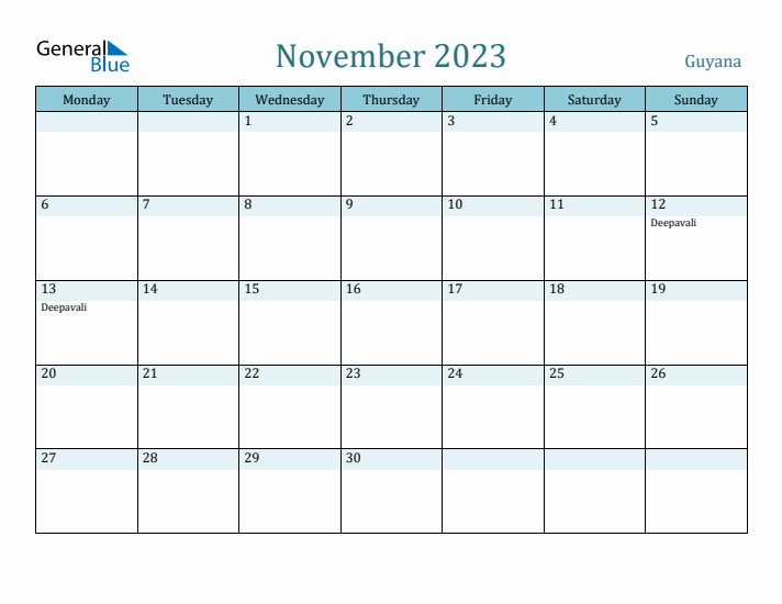 November 2023 Calendar with Holidays