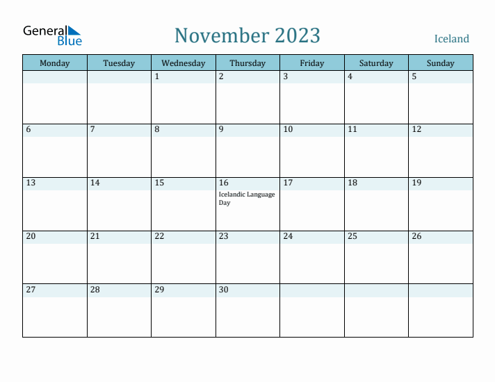 November 2023 Calendar with Holidays