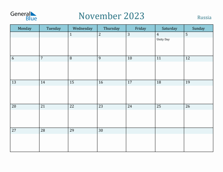 November 2023 Calendar with Holidays