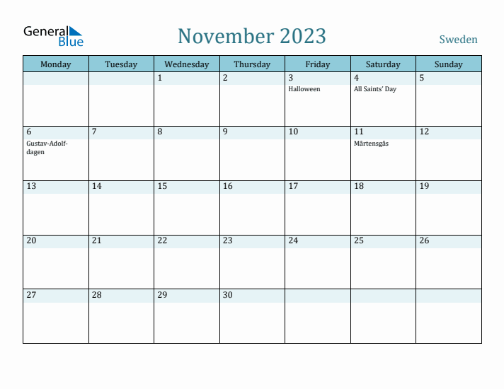 November 2023 Calendar with Holidays