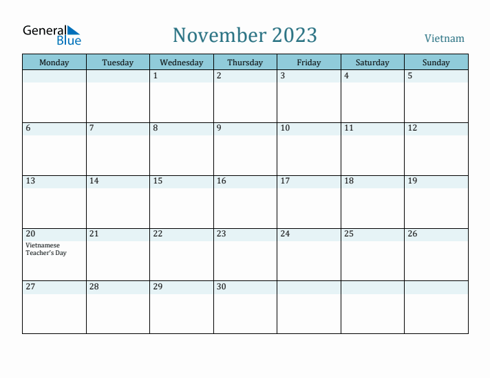 November 2023 Calendar with Holidays