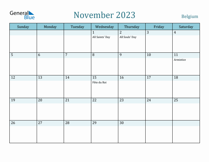 November 2023 Calendar with Holidays