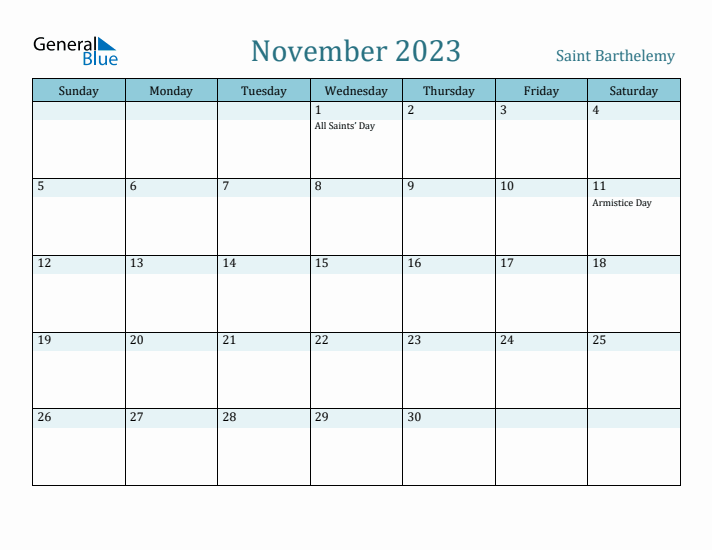 November 2023 Calendar with Holidays