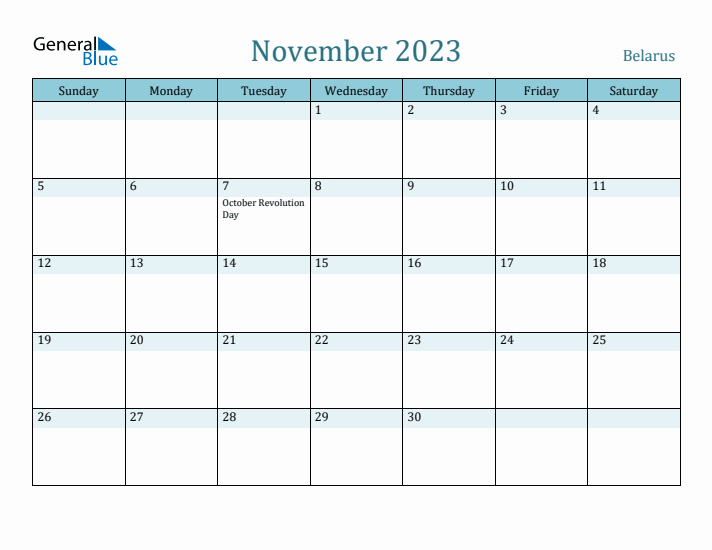 November 2023 Calendar with Holidays