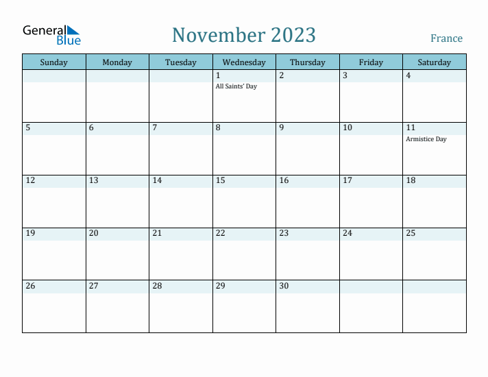 November 2023 Calendar with Holidays