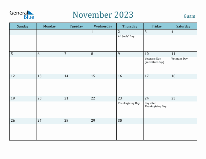 November 2023 Calendar with Holidays