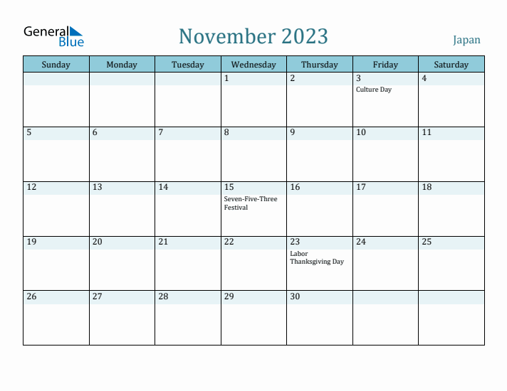 November 2023 Calendar with Holidays