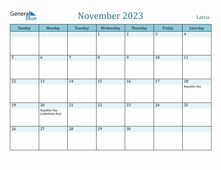 November 2023 Calendar with Holidays