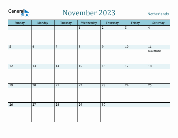 November 2023 Calendar with Holidays