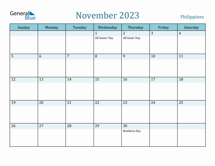 November 2023 Calendar with Holidays