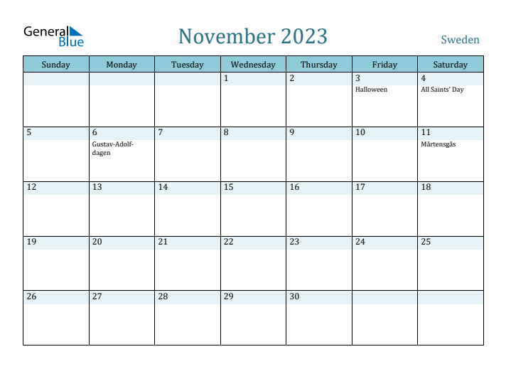 November 2023 Calendar with Holidays