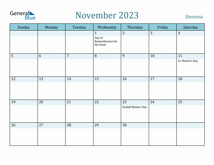 November 2023 Calendar with Holidays