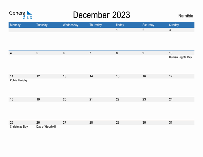 Fillable December 2023 Calendar