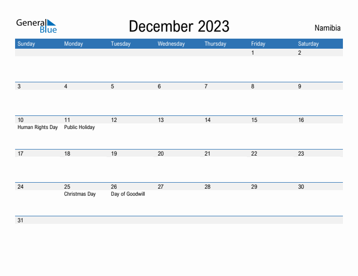 Fillable December 2023 Calendar