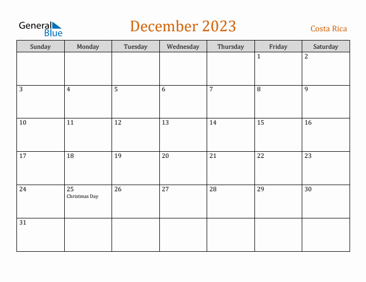 December 2023 Holiday Calendar with Sunday Start