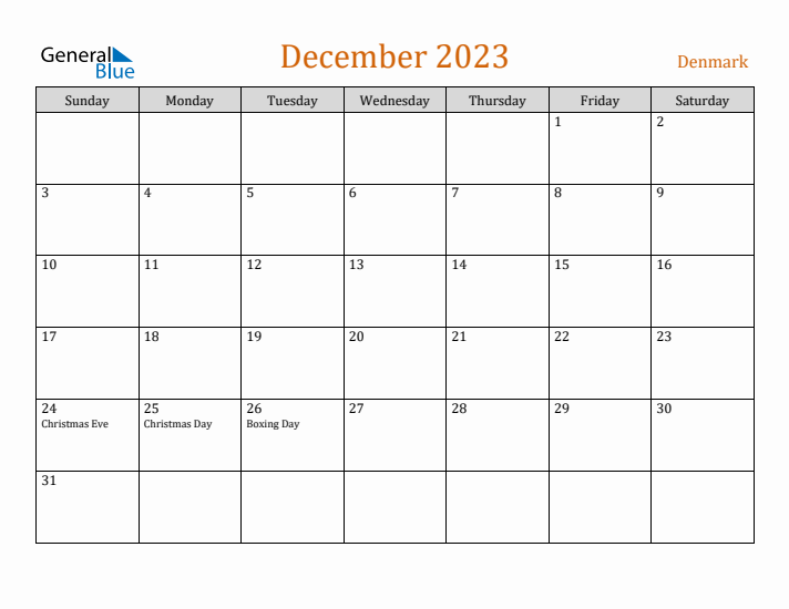 December 2023 Holiday Calendar with Sunday Start