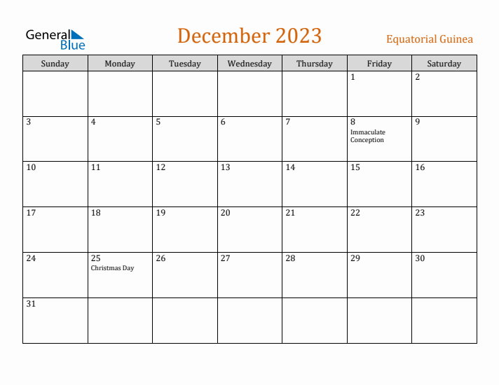 December 2023 Holiday Calendar with Sunday Start