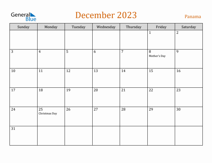 December 2023 Holiday Calendar with Sunday Start