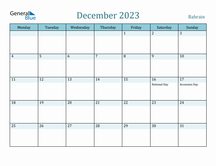 December 2023 Calendar with Holidays