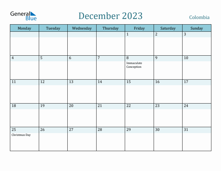 December 2023 Calendar with Holidays