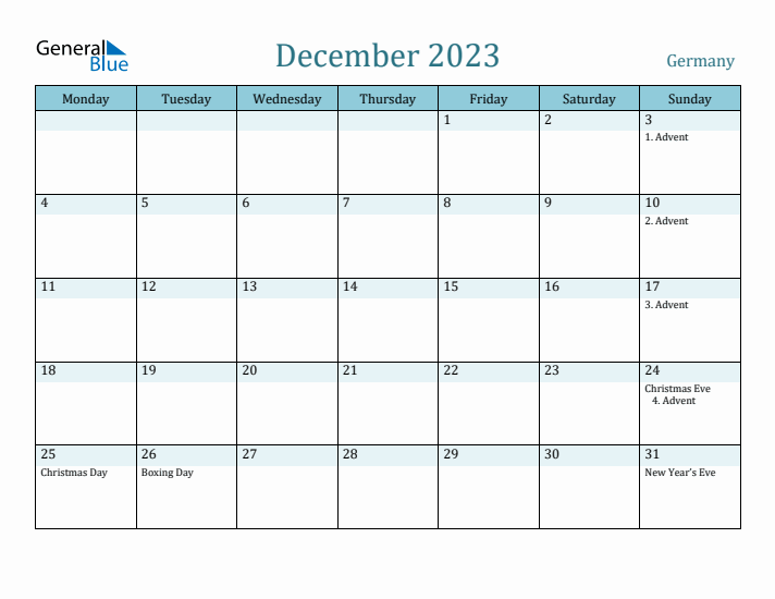 December 2023 Calendar with Holidays