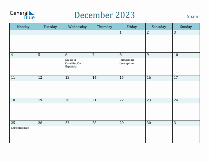 December 2023 Calendar with Holidays