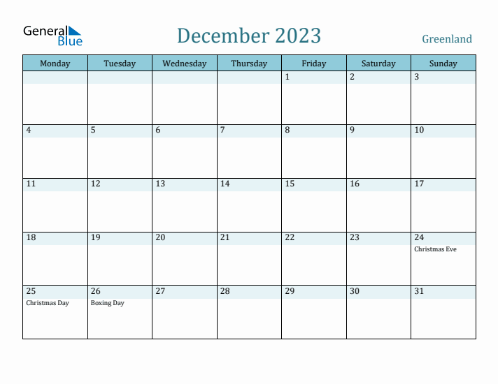 December 2023 Calendar with Holidays