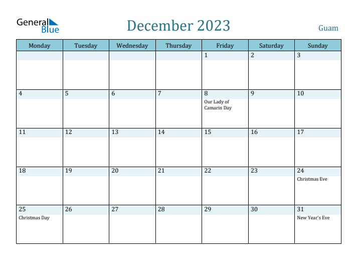 December 2023 Calendar with Holidays