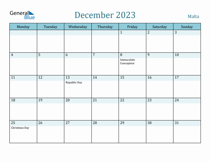 December 2023 Calendar with Holidays