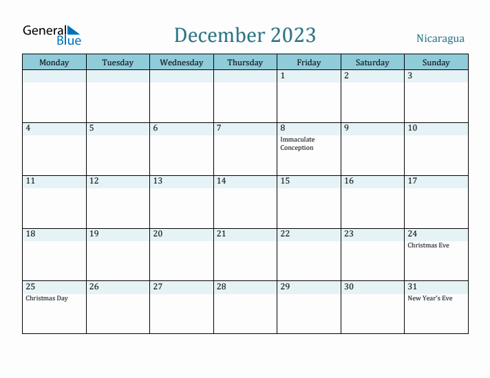 December 2023 Calendar with Holidays