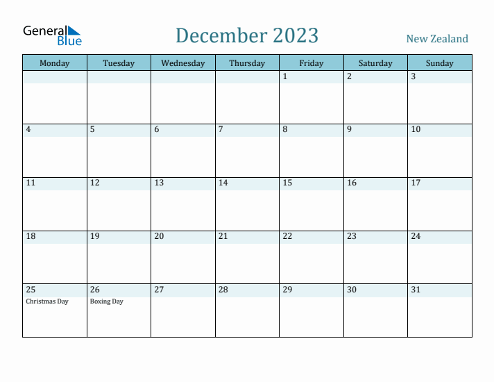 December 2023 Calendar with Holidays