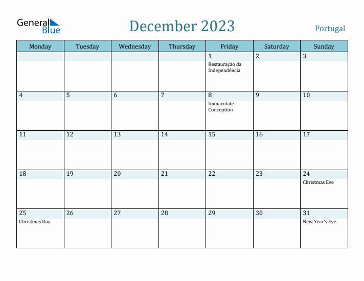 December 2023 Calendar with Holidays