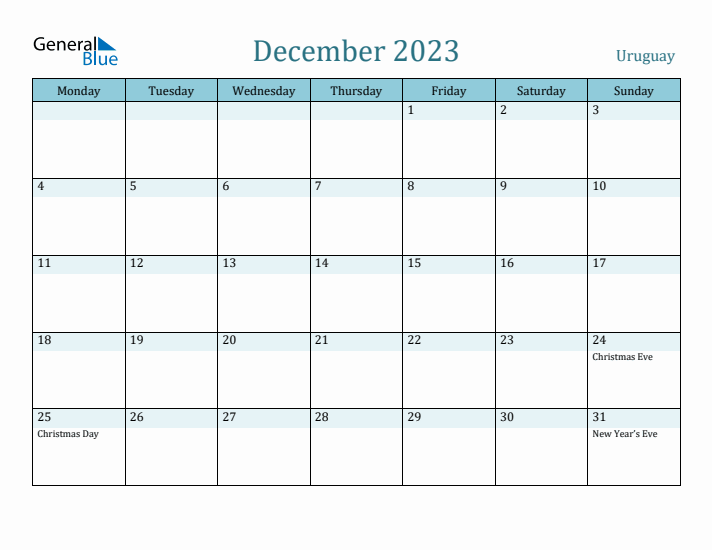 December 2023 Calendar with Holidays