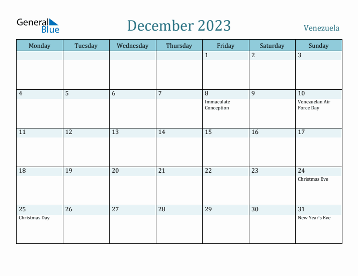 December 2023 Calendar with Holidays