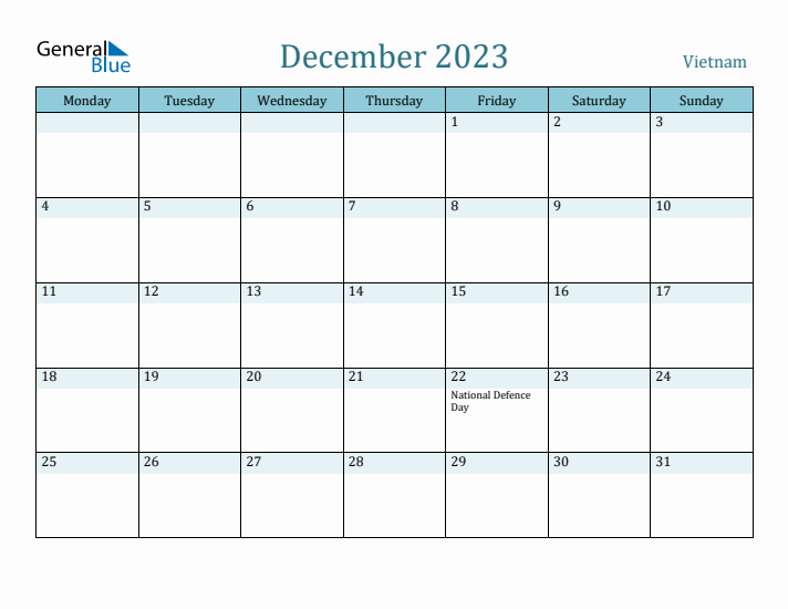 December 2023 Calendar with Holidays