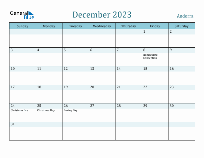 December 2023 Calendar with Holidays