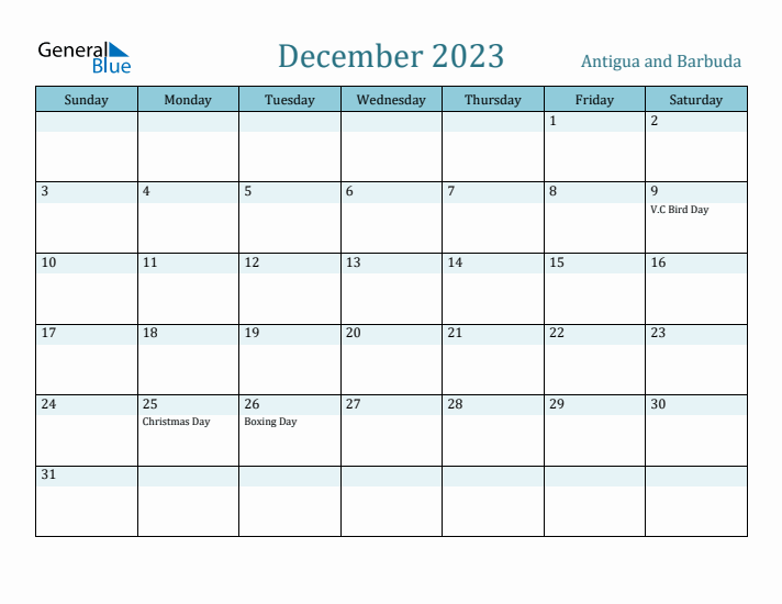 December 2023 Calendar with Holidays