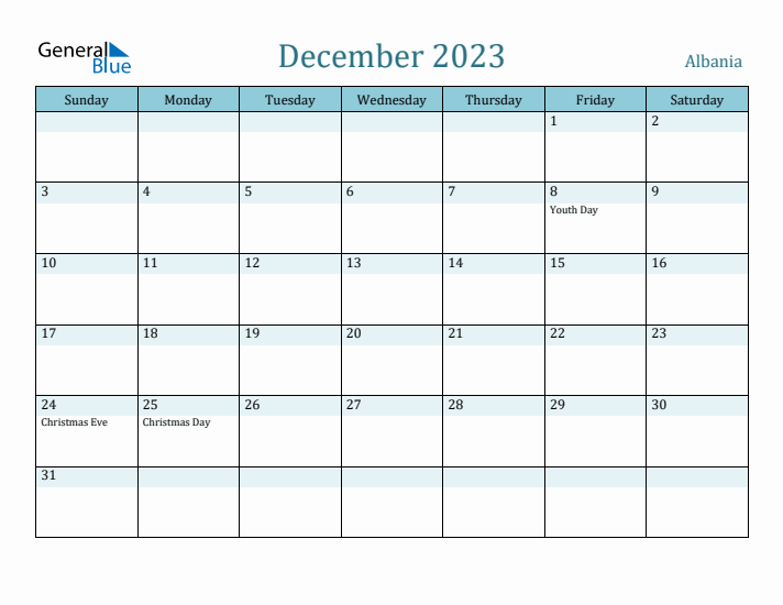 December 2023 Calendar with Holidays