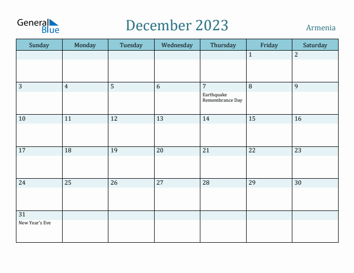 December 2023 Calendar with Holidays