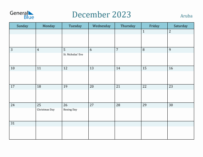 December 2023 Calendar with Holidays