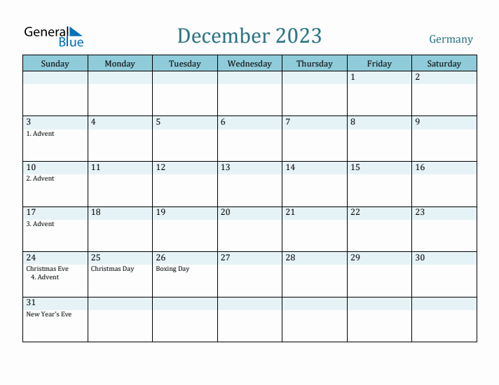 December 2023 Calendar with Holidays