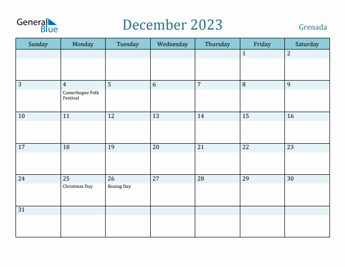 December 2023 Calendar with Holidays